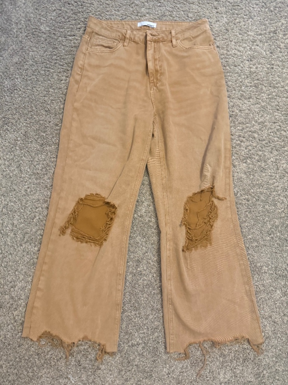 Vervet distressed tan jeans